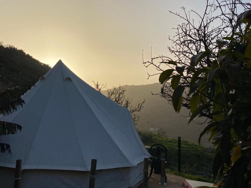 amanecer en la tienda de campaña en gran canaria